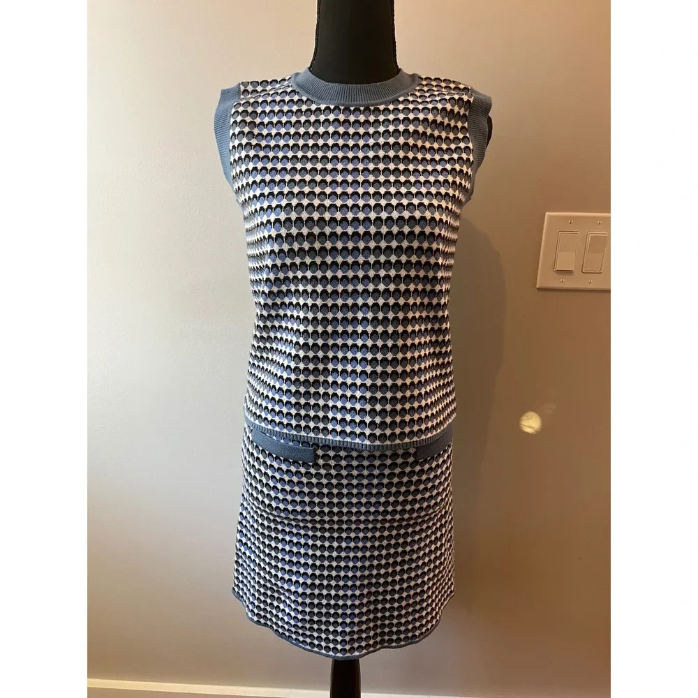 Lucy Paris Blue Geometric Knit Sleeveless Mini Dress Set XS - Picture 3 of 11